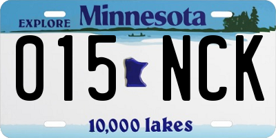 MN license plate 015NCK