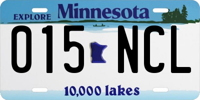 MN license plate 015NCL