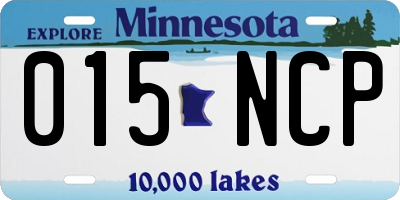 MN license plate 015NCP