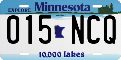 MN license plate 015NCQ