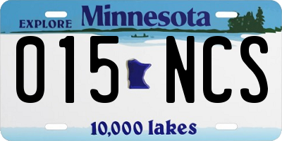 MN license plate 015NCS