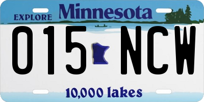 MN license plate 015NCW