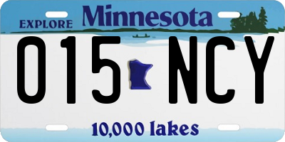 MN license plate 015NCY