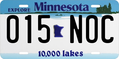 MN license plate 015NOC