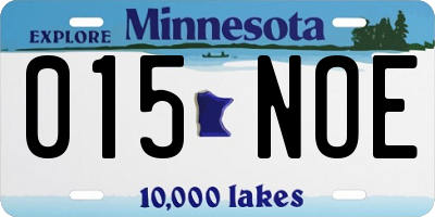 MN license plate 015NOE