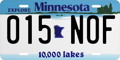 MN license plate 015NOF