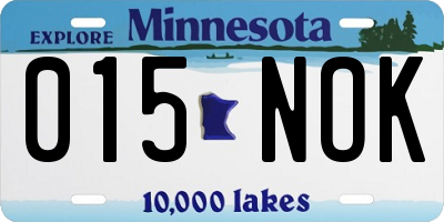 MN license plate 015NOK