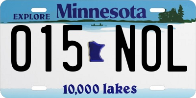 MN license plate 015NOL