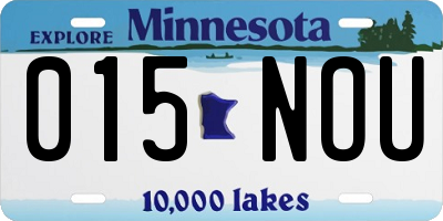 MN license plate 015NOU