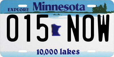 MN license plate 015NOW