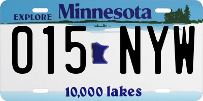 MN license plate 015NYW