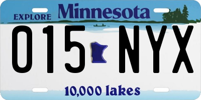 MN license plate 015NYX