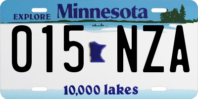 MN license plate 015NZA