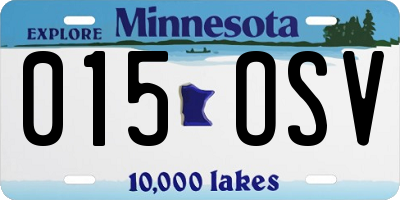 MN license plate 015OSV
