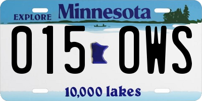 MN license plate 015OWS