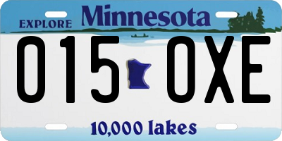 MN license plate 015OXE