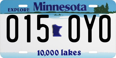 MN license plate 015OYO