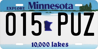 MN license plate 015PUZ