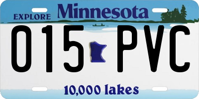 MN license plate 015PVC