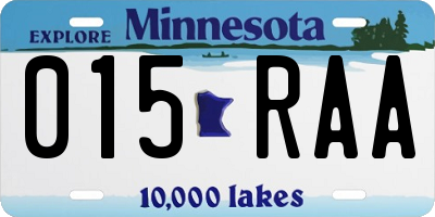 MN license plate 015RAA