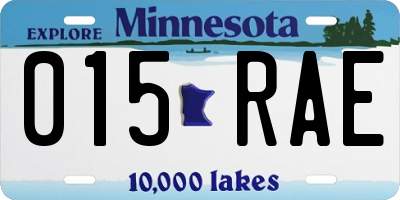MN license plate 015RAE