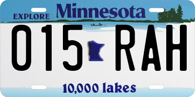 MN license plate 015RAH