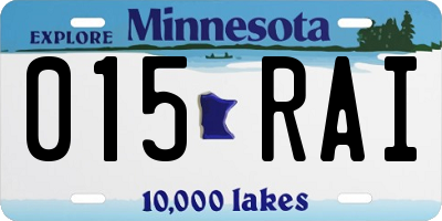 MN license plate 015RAI