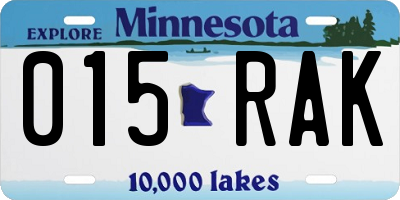 MN license plate 015RAK