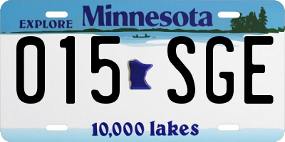 MN license plate 015SGE