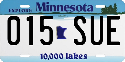MN license plate 015SUE