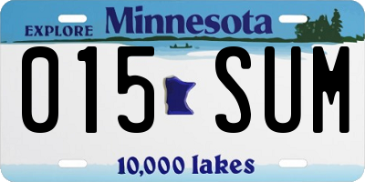 MN license plate 015SUM