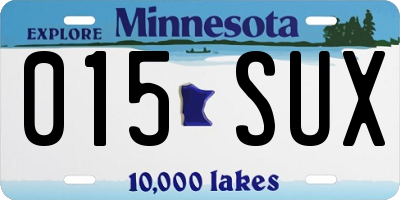 MN license plate 015SUX