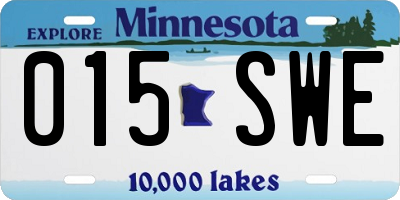 MN license plate 015SWE