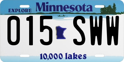 MN license plate 015SWW