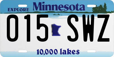 MN license plate 015SWZ