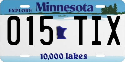 MN license plate 015TIX