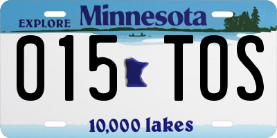 MN license plate 015TOS