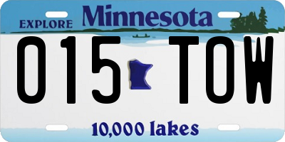 MN license plate 015TOW