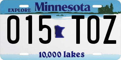 MN license plate 015TOZ