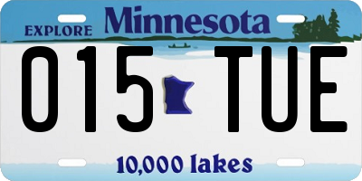 MN license plate 015TUE