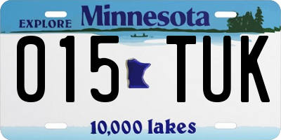 MN license plate 015TUK
