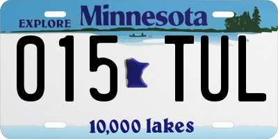 MN license plate 015TUL