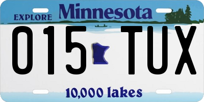 MN license plate 015TUX
