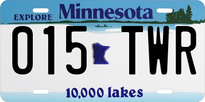 MN license plate 015TWR