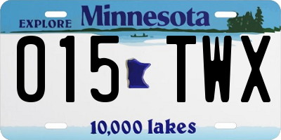MN license plate 015TWX