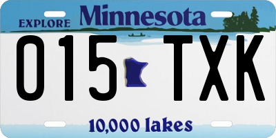 MN license plate 015TXK