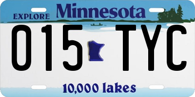 MN license plate 015TYC