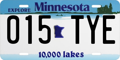 MN license plate 015TYE