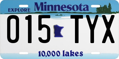 MN license plate 015TYX