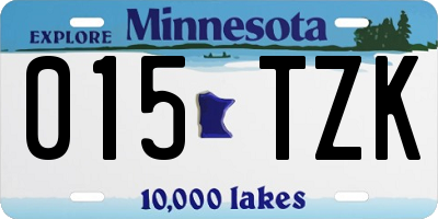 MN license plate 015TZK